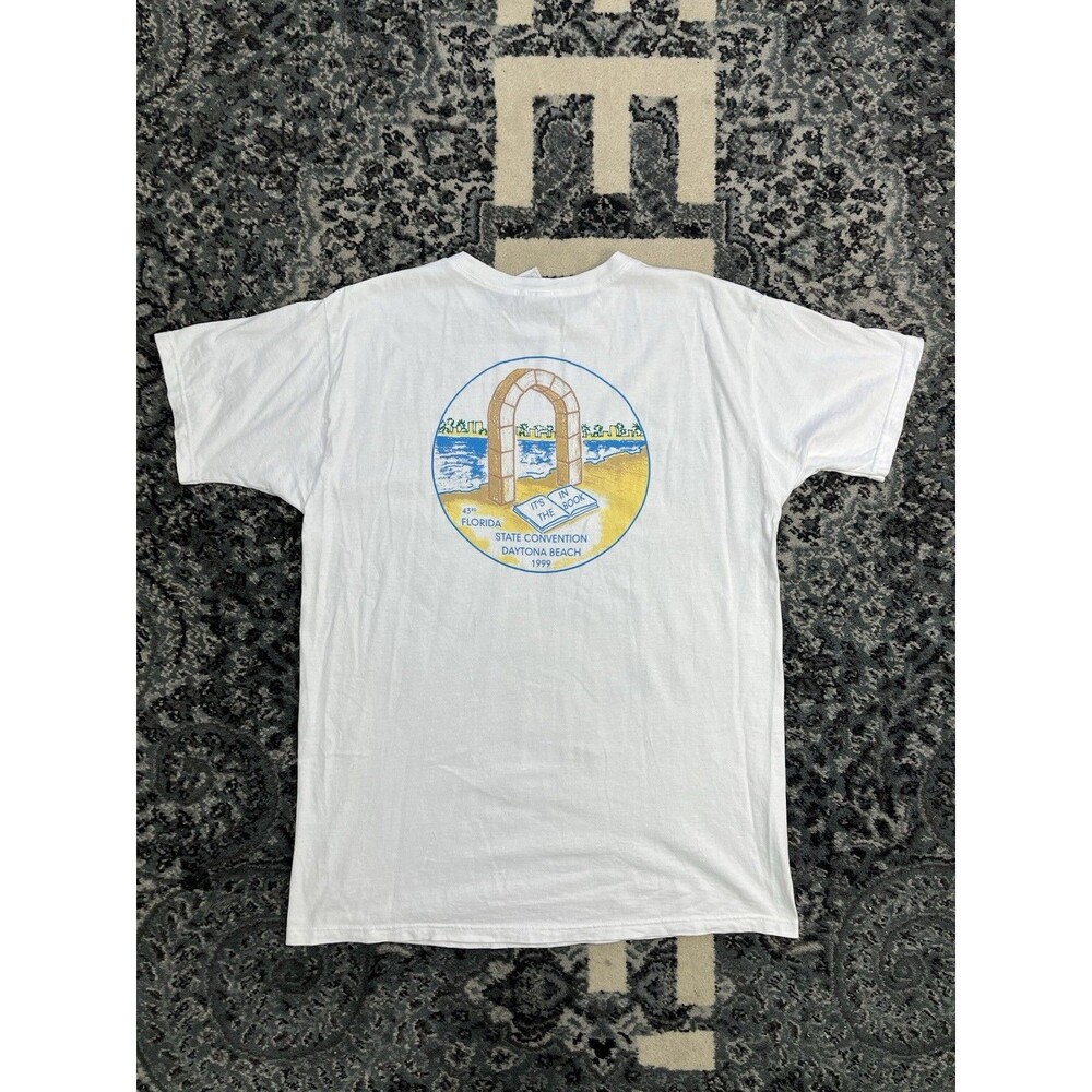 Vintage Mens 90 Fruit Of The Loom Convention Daytona Florida T-shirt Size XL Whi